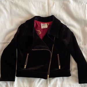OSHKOSH -Genuine Kids From Oshkosh. Black Velvet Zip-Up Jacket with Gold Zippers